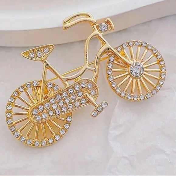 Bicycle Brooch Loaded with Gemstone And Filled With Summer Whimsy - Picture 1 of 4